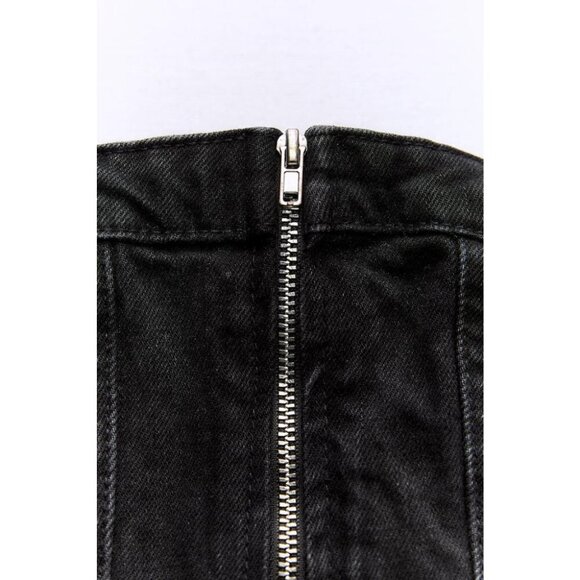 NWOT Zara black denim corset style top, L - Picture 8 of 12